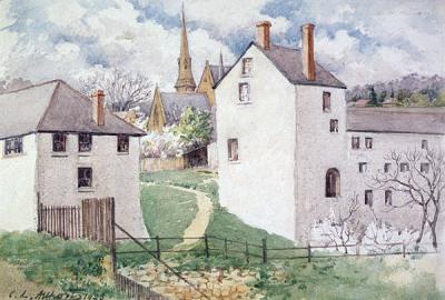 Gore Street Mill, Gore Street South Hobart - watercolour Curzona Frances Louise Allport