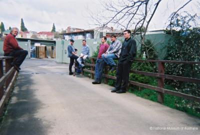 Cuthbertson Tannery workers on Wynyard Street Bridge  -  South Hobart Rivulet Linear Park