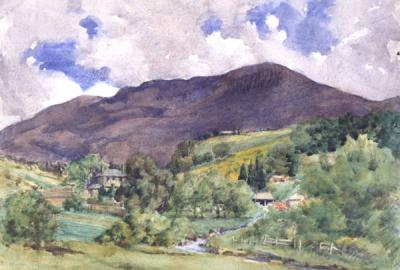 Mount Wellington - watercolour  Curzona Frances Louise Allport.